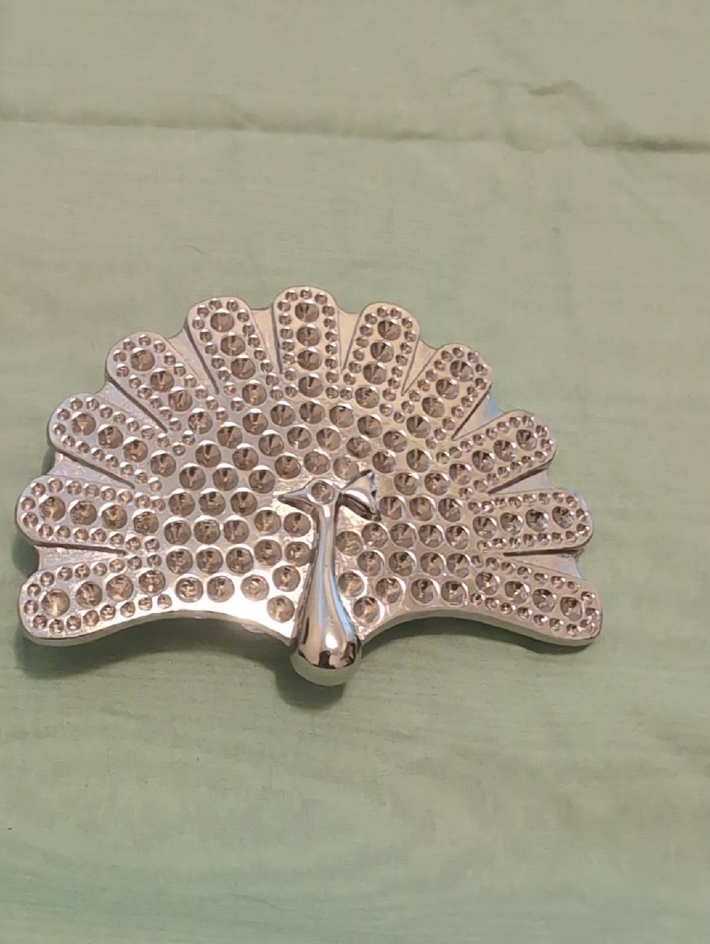 Silver Peacock Belt Buckle